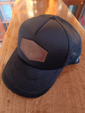 The Black Trucker Leather Patch Cap