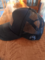 The Black Trucker Leather Patch Cap