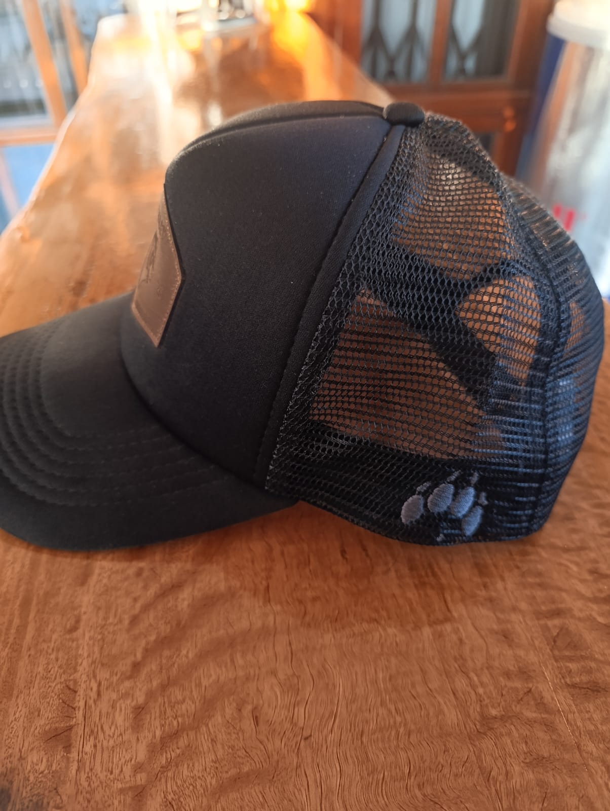 The Black Trucker Leather Patch Cap